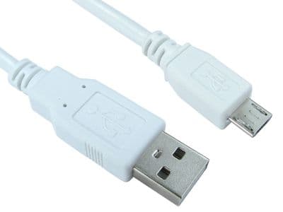 White 1.8m USB 2.0 Micro B to USB A Cable