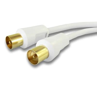 White 15m TV Aerial Lead - Male to Male