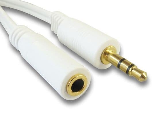 White 3.5mm Jack Headphone cable -   Audio Jack Extension | Cables4all