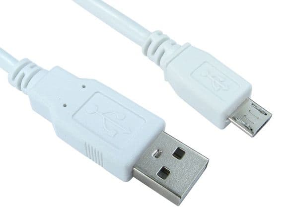white 3 Metre USB 2.0 Micro B to USB A Cable | Cables4all