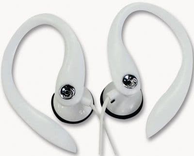 White Clip on Earphones - Hook on Ear Sport Headphones