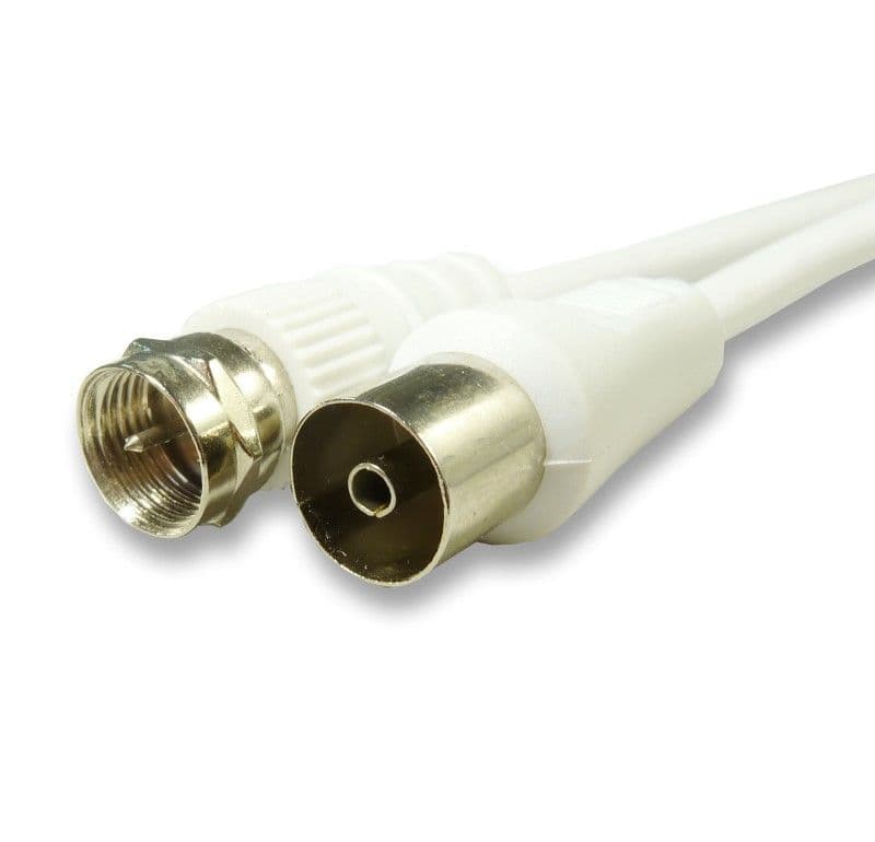 White F Connector to TV Aerial Female - F Connector male to TV aerial
