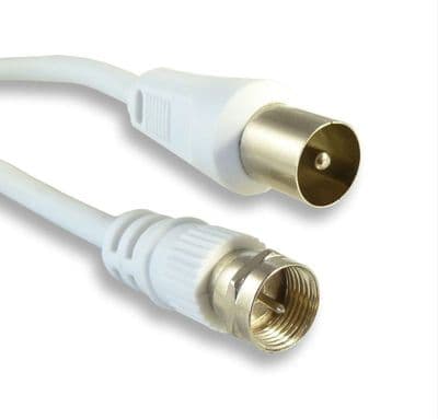 White F Connector to TV Aerial Cable – F Type Male to Coax Male Lead