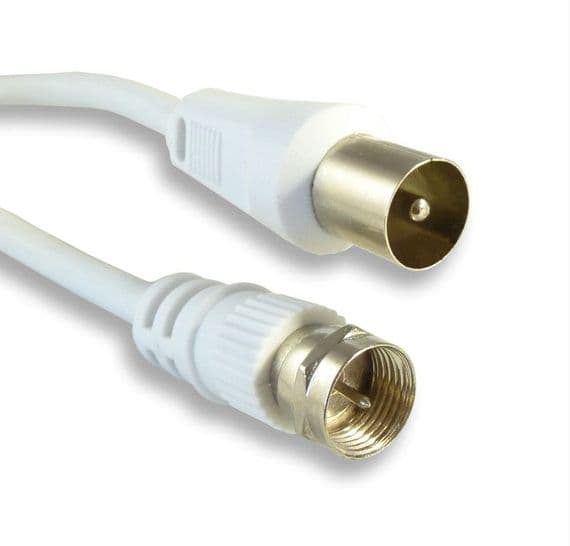 F Connector to TV Aerial Cable White | F Type Male to Coax Lead