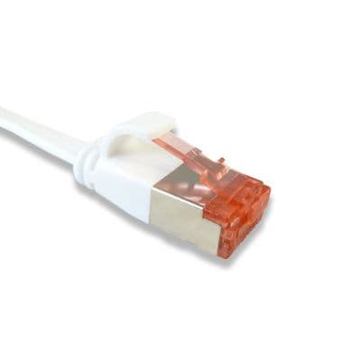 White FLAT Network Cables - CAT6 Screened FTP Ethernet Leads