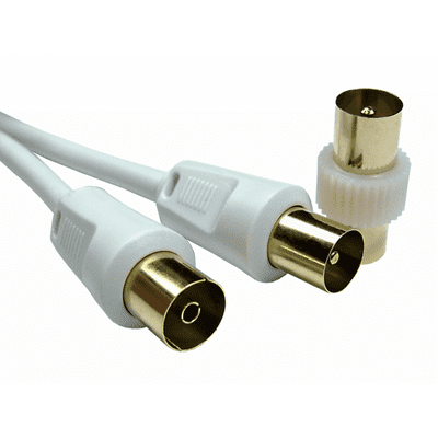 White TV Aerial Lead -  Male to Female