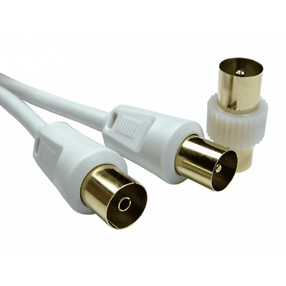 Male to Female White TV Aerial Lead - Gold Plated / Aerial cable with Ferrite Filters | Cables4all