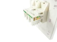 White Twin CAT5e RJ45 Network Cable Wall Plate