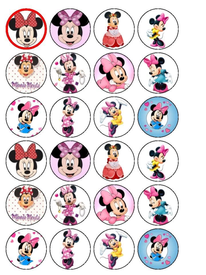Minnie Mouse Cupcake Toppers Template