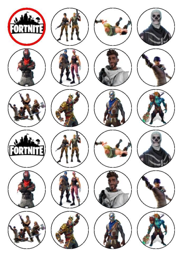 24 x Fortnite Edible Rice Wafer Paper Cup Cake Bun Toppers