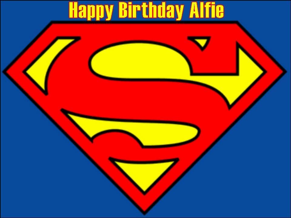 A4 Superman logo Edible Icing or Wafer Birthday Cake Top Topper