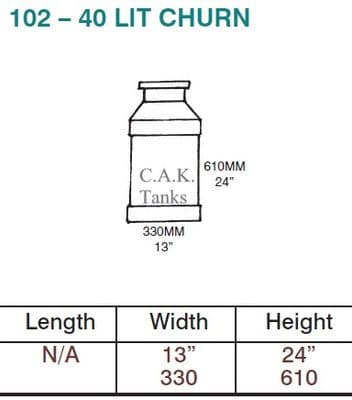 102 40 LTR CHURN TANK