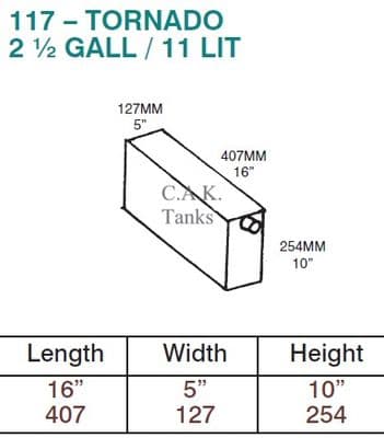 11 Litre Fresh or Waste Water Tank 407mm x 127mm x 254mm