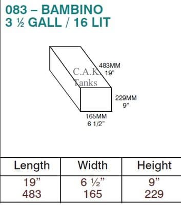 16 Litre Fresh or Waste Water Tank 483mm x 229mm x 165mm