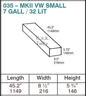 32L WASTE WATER TANK 035 RWD SPRINTER CRAFTER MOTORHOME CONVERSION