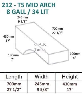 34 Litre T5 T6 MID WHEELARCH  WATER TANK (212)