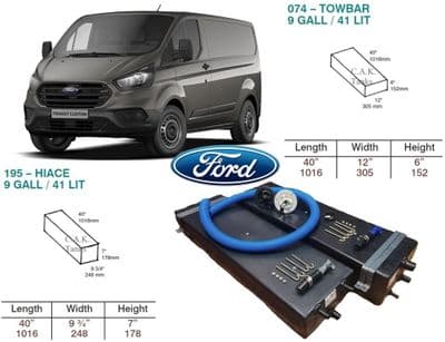 41L Fresh & 41L Waste Water Tank for Ford Transit Custom Pre- 2023 kit Black Filler