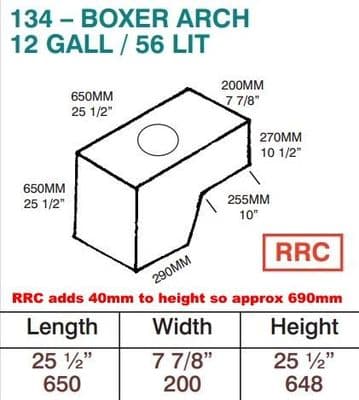56 Litre WHEELARCH WATER TANK & RED ACCESS CAP (134R)