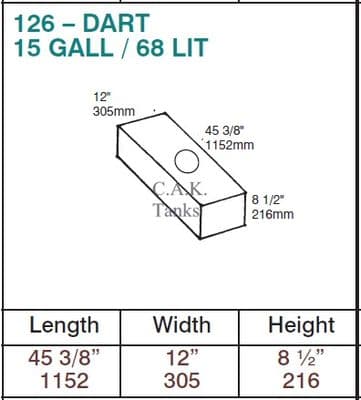 68 Litre WATER TANK & RED CAP DART (126R)