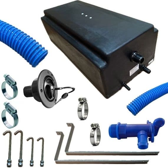 70L FRESH WATER TANK KIT - Red Cap - LWB MERCEDES SPRINTER, VW CRAFTER 06-17- BLACK FILLER