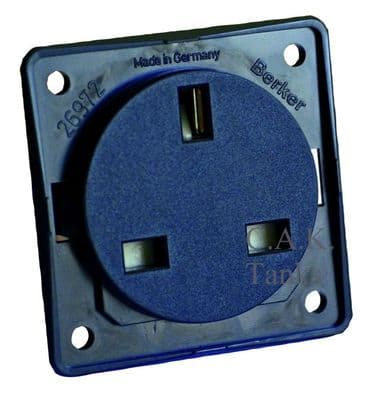 BERKER UK 3PIN MAINS ELECTRIC SOCKET GREY