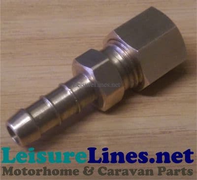 BULKHEAD CONNECTOR 5/16 (8mm) COPPER TO 8mm HOSE BARB