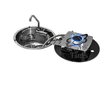 CAN 1 BURNER ROUND FOLDY HOB + INSET SINK