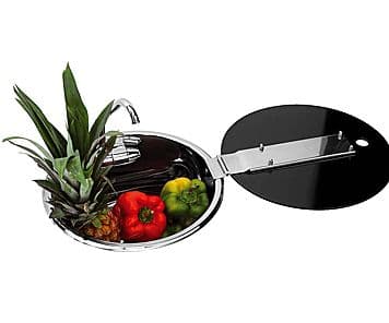 CAN SINK 380 DIA  BLACK GLASS LID INC COLD TAP