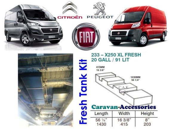 Ducato Boxer Relay XLWB X250 X290 Fresh Water Tank - 91 Litres - WHITE Filler