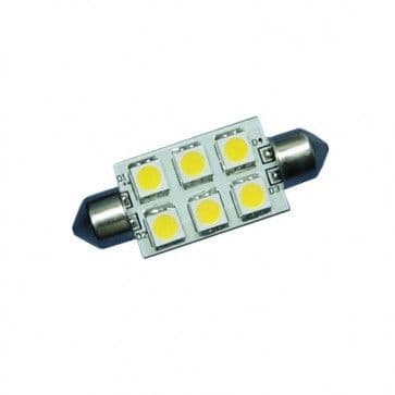 Festoon Bulb 37mm 6 LED SUPERBRIGHT 10-30V COOL