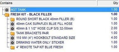 FRESH WATER TANK + FITTING KIT + BLACK FILLER CAP - FORD TRANSIT MOTORHOME CONVERSION