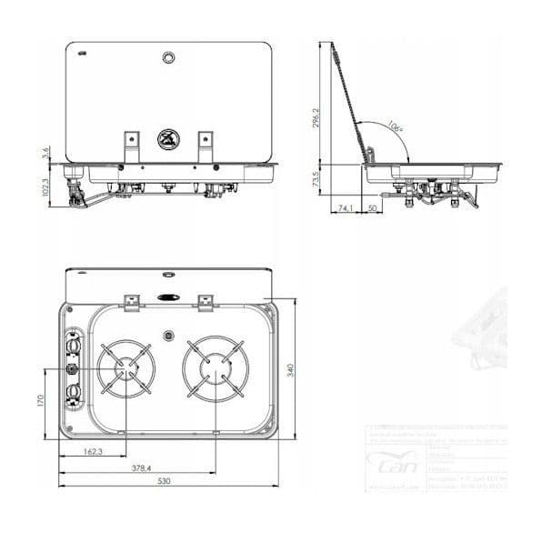 n CAN 2 BURNER INSET HOB BLACK GLASS