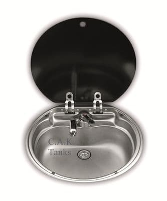SMEV 7306 ROUND SINK 420 DIA + BLACK GLASS COVER SNG420