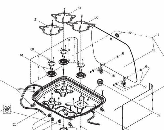 Spare Glass lid Dometic Cramer 3 burner hob CE99-ZF/DF/VF