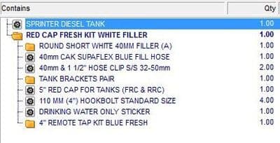SPRINTER DIESEL FRESH WATER TANK + FITTING KIT - WHITE FILLER CAP - MOTORHOME CONVERSION
