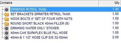 SPRINTER PETROL FRESH WATER TANK + FITTING KIT + WHITE FILLING CAP FOR MOTORHOME CONVERSION