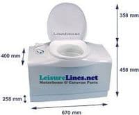 Thetford C402X Cassette Toilet w/ Integral Flush Water Tank (Cassette Exit From Right AS SITTING ON)