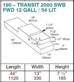 Transit Custom Pre 2023 Fresh Water Tank - 54 Litres - Pressure Fill