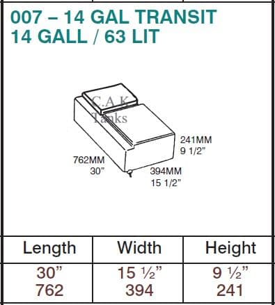 TRANSIT FRESH OR WASTE WATER TANK