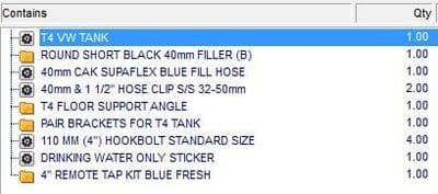 VW T4 FRESH WATER TANK KIT + BLACK FILLER CAP MOTORHOME CONVERSION