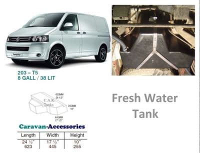 VW T5 T6 203 FRESH TANK + FITTING KIT BLACK FILLER MOTORHOME CONVERSION