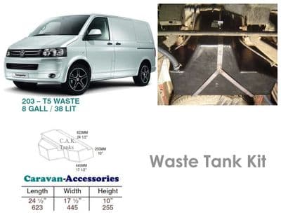VW T5 T6 WASTE WATER TANK + FITTING KIT MOTORHOME CONVERSION