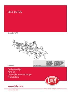 Lely Lotus 520 Tedder Parts Book  (PDF Digital download)