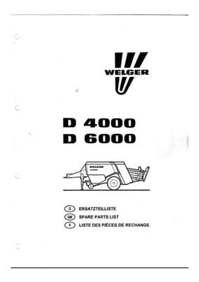 Lely Welger D4000 - D6000 Parts Book  (PDF Digital download)