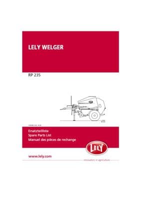 Lely Welger RP235 Parts Book 1729.99.21.04  01.09  (PDF Digital download)