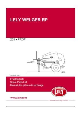 Lely Welger RP235 Profi Baler Parts Book 1729.99.21.04   01.09  (PDF Digital download)