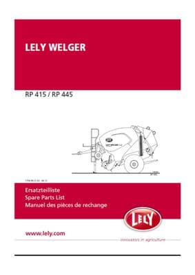 Lely Welger RP415 /  RP445 Part Book  1759.99.21.03   04.13  (PDF Digital download)