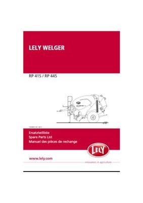 Lely Welger RP445 Parts Book 1759.99.21.03  04.13   (PDF Digital download)
