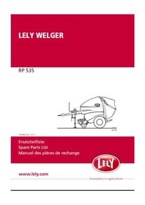 Lely Welger RP535 Parts Book  (PDF Digital download)