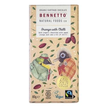 Bennetto 60% Dark Chilli & Orange Chocolate Bar 80g